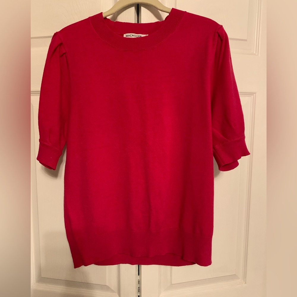 Short Sleeve Sweater, Puff Sleeves, Large, Crewneck, Great Condition